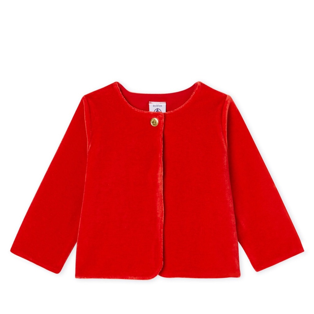 PETIT BATEAU RED VELVET CARDIGAN 36m/95cm